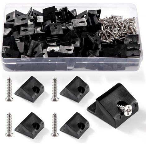90 Pieces Drawer Repair Wedges, Plastic Wedges for Furniture Drawers, Cabinet Shelf Fixing Drawer Bottom Repair Wedges, with 90 Pieces Screws, 17.5 x 15.5 x 9.5 mm (Black)