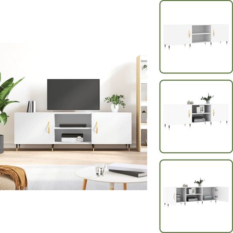 Meuble TV blanc 150x30x50 cm bois d'ingénierie - Meuble Tv - Meuble Multimedia - Rangement Tv - Console Tv - Salon (1/5)