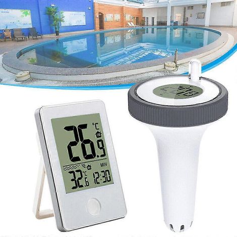 Thermomètre de piscine sans fil avec récepteur, flotteur à affichage facile à lire, fonctionnement sur batterie pour bassin (1/5)