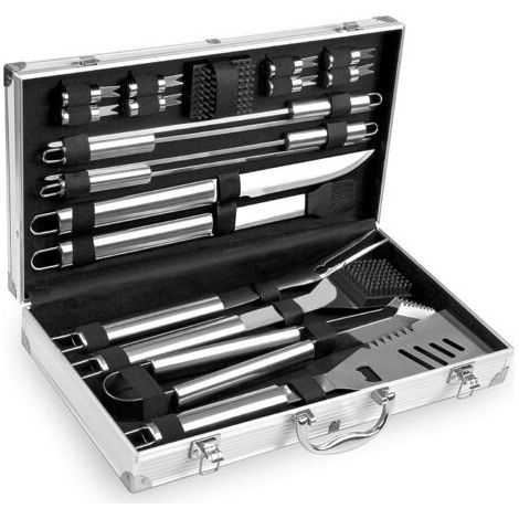 Stainless Steel Barbecue Kit - Aluminum Storage Case - Professional BBQ Utensils - Set of 18 Pieces (1/5)