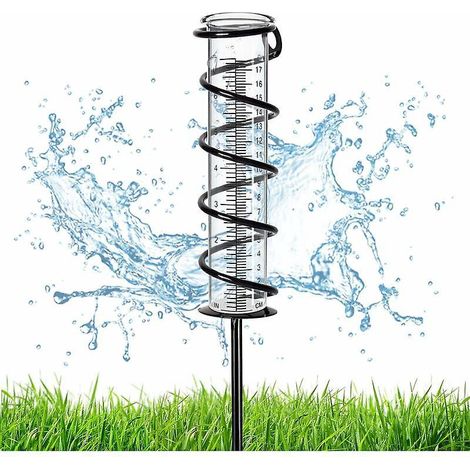 jauge De Pluie, Jauge De Pluie En Verre De Capacit Jauge De Pluie Amovible Avec Piquet En Mtal Spiral Sape Jauge De Pluie Prcise Pour Cour, Pelous