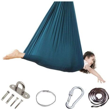 Sensory Therapy Swing for Kids, 360° Indoor-Outdoor Kids Hammock, Elastic Swing Therapy, Hugging Hanging Chair(Sky Blue) (1/4)