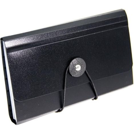 Cartella a soffietto in PP nera, 12x18 cm