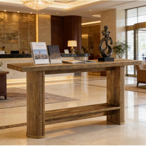 Table console étroite 153 cm bois brun HAVRYA (1/5)