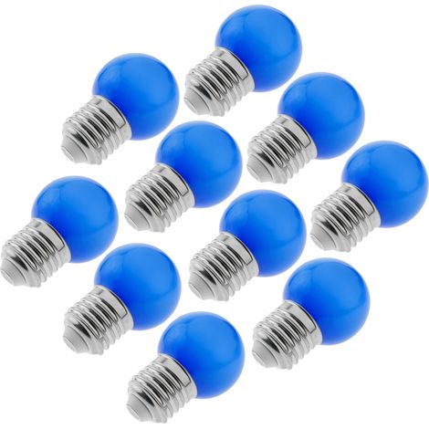 PrimeMatik - Lampadina LED G45 1,5W 230VAC E27 luce blu 10 pack
