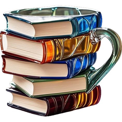 Tazas con forma de libro pintadas de forma creativa, tazas de café, libros