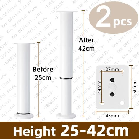 (Blanc 25-42cm) Ensemble de 2 pieds de support réglables, pieds de meubles et colonnes de support télescopiques. (1/3)