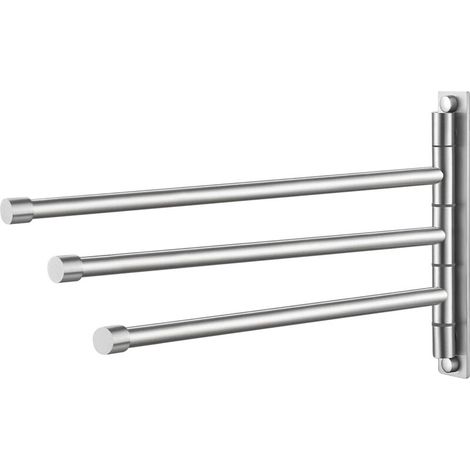 Badezimmer-Handtuchhalter, 3-armiger drehbarer Handtuchhalter, Wandmontage, Handtuchhalter, Aufbewahrungsorganisator, SUS304-Edelstahl, gebürstetes Finish (1/5)