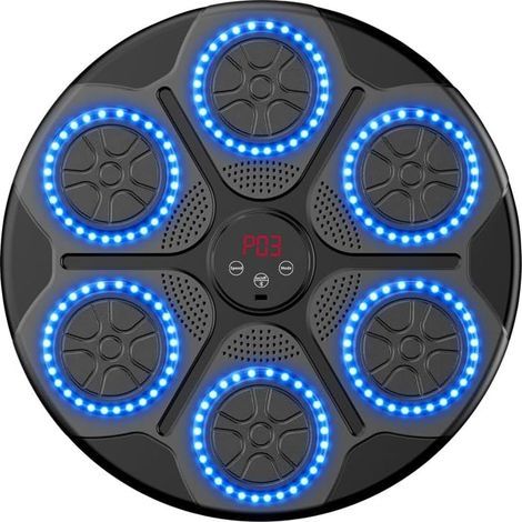 Machine de boxe musicale – 9 modes BT RGB lumière avec comptage, vitesse réglable cible murale pour exercices à la maison/relâchement du stress – adultes et enfants (1/5)