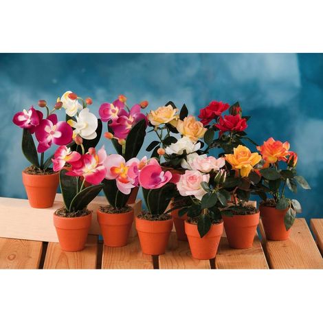 VASO CON ROSE / ORCHIDEE D.12XH18CM