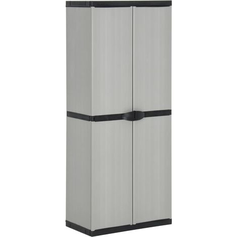 Garten-Lagerschrank mit 3 Böden Grau & Schwarz 68x40x168 cm