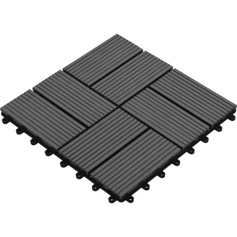 Terrassenfliese 11 pcs Grau 30 x 30 cm WPC vidaXL