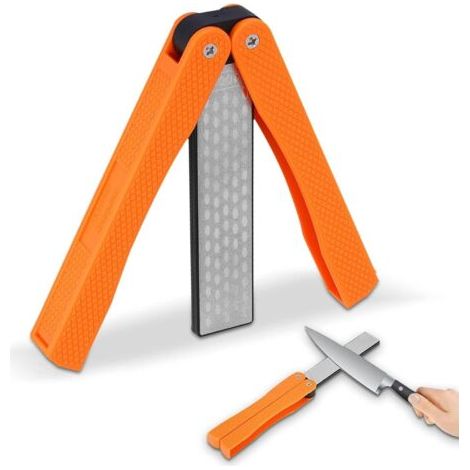 Aiguiseur de Couteau, 400/600 Grit Folding Pocket Diamond Stone Pierre Diamantée Double Face pour Aiguiser les Ustensiles de Cuisine, Jardin, Camping en Plein Air - couleur orange (1/5)