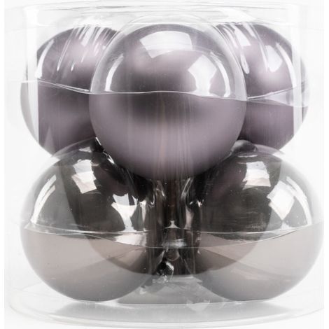 TrendLine Weihnachtskugeln aus Glas Ø80mm 6 Stk warmgrau Christbaumkugeln Xmas (1/3)