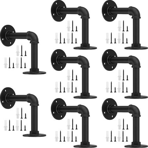 Industrial Tube Brackets 12 x 12 cm Shelf Brackets Shelf Brackets Tube Brackets for Shelves Bookcase Wine Shelf Decoration (1/5)