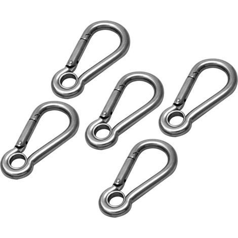 Set di 5 moschettoni in acciaio inox, 5 mm x 50 mm