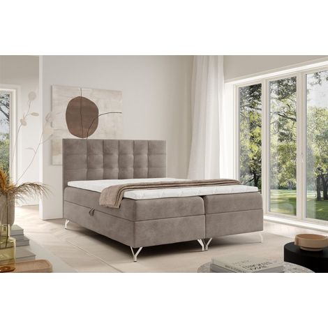 Boxspringbett Schlafzimmerbett CANDELA 180x200cm Stoff Coral Beige