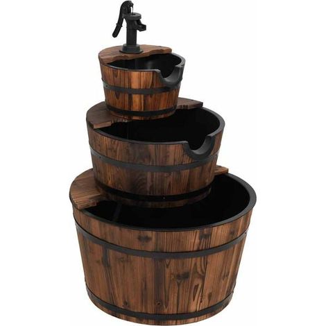 Fontaine avec pompe à eau, mesurant 60x60x94 cm, en bois de cèdre massif. (1/5)