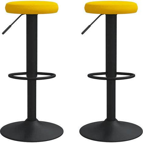 Set di 2 sgabelli da bar seggioloni con struttura in acciaio velluto giallo senape DEC029755