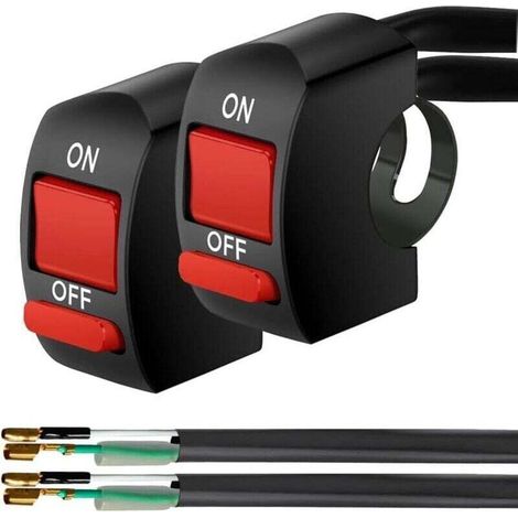 2pcs 22mm Interrupteur de Guidon,Commutateur de Guidon de Moto Démarreur Electrique Etanche Universel LED Phare On/Off (1/4)