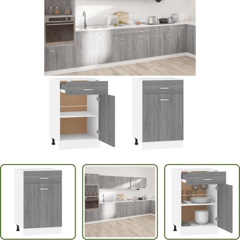 Küchenregal - Unterschrank mit Schublade Lyon Grau Sonoma 50x46x81,5 cm (1/5)