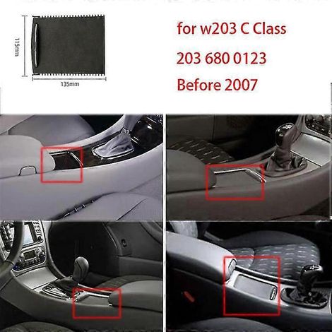 Cache-câble coulissant pour console centrale intérieure de Mercedes-Benz Classe C W203 (2000-2007)  Rangement pour porte-gobelets et boîte à gants (1/3)