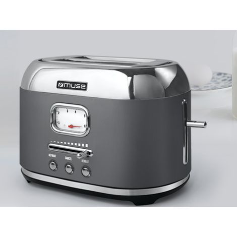 Grille-pain rétro puissant 1000 W pour 2 tranches, décongélation, graphite muse MS-120DG (1/8)