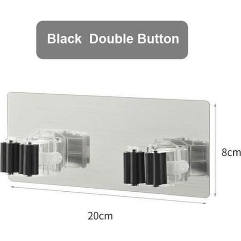 Porte Balais Mural Adhésif Mop Support Avec Crochets, Suspension Pour Salle De Bain Et Cuisine 5Pcs/Set DOUBLE WHITE 8X20C VENTOUSE (1/4)
