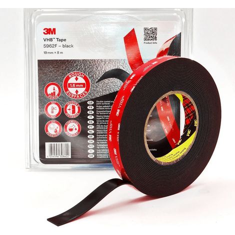 3M 5962F cinta adhesiva doble cara negra 19 mm
