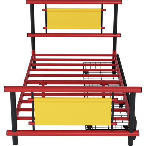 Letto bambino 90 x 200 cm in metallo rosso con cassetti HOMVRA (1/5)