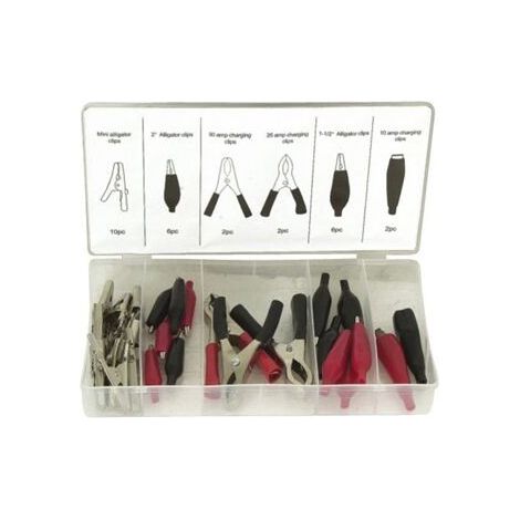 Pince crocodile gainée rouge et noire assortiment - coffret de 28 pcs - 14108 - Ce produit de marque STILKER est neuf. (1/2)