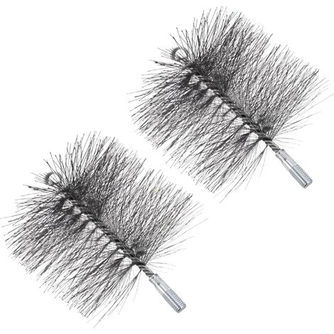 Lot de 2 brosses nettoyage cheminée rondes en fil d'acier pouces) (1/5)