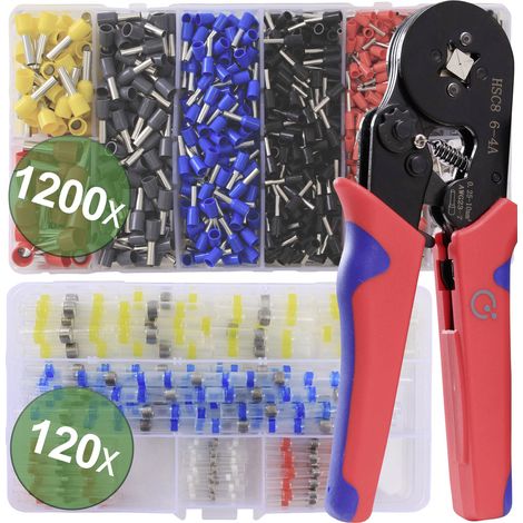 Quadrios 22T008 22T008 Crimpzangen-Set Aderendhülsen 0.25 bis 10 mm² Inkl. Aderendhülsensortiment