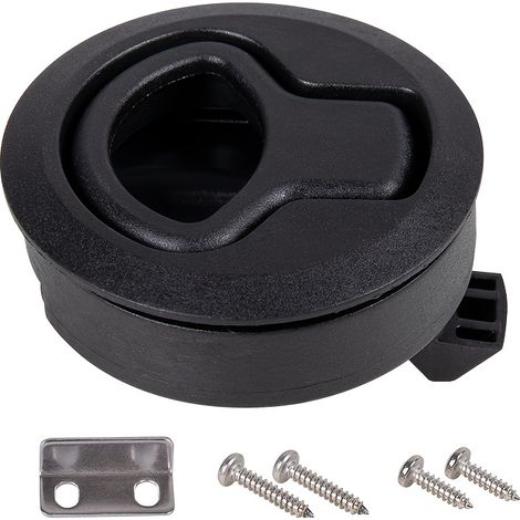1 pièce : loquet encastré rond coulissant en plastique ABS résistant pour camping-cars, trappes de bateau et placards, noir (1/5)
