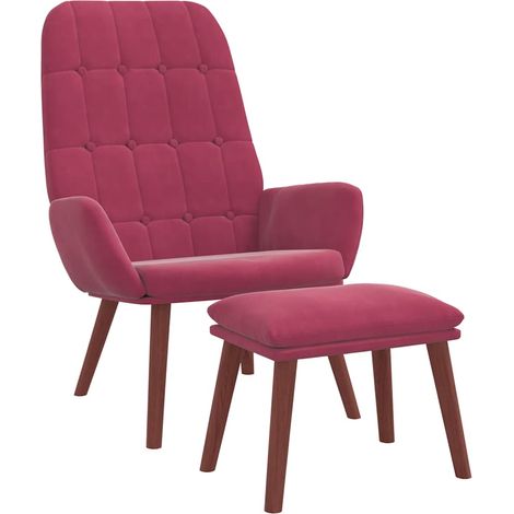 Relaxsessel mit Hocker Weinrot Samt vidaXL (1/5)