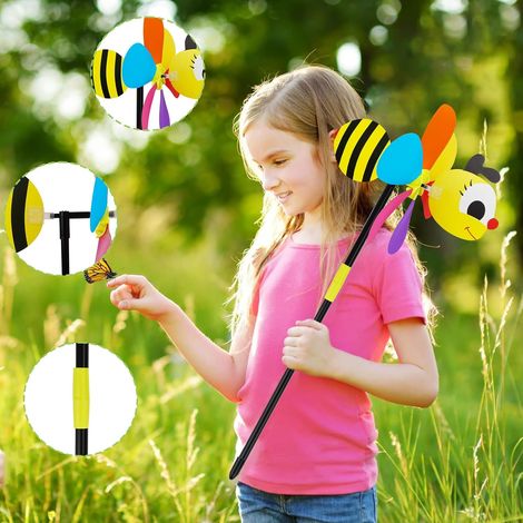 Moulin à vent de jardin avec cœur d'animal, 4 grands cœurs d'animaux, moulin à vent avec girouettes, girouettes colorées pour la pelouse, pour le bricolage, le jardin, les fêtes et l'extérieur. (1/4)