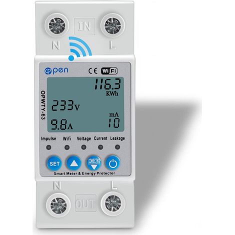 Compteur D'énergie monophasé 63 a Compteur KWh Compteur Intelligent Monophasé Disjoncteur Miniature