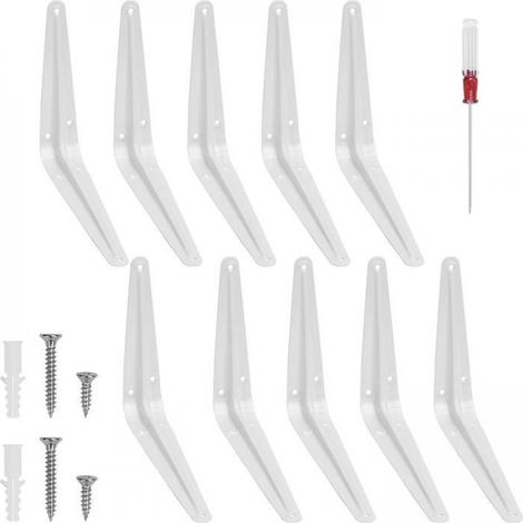 Set mit 10 Wandregalhalterungen aus weißem Stahl, ideal für Küchen, Wohnzimmer und Geschäfte (Londoner Stil). – AquaForge
