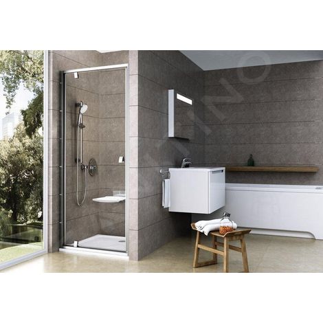 Ravak Pivot - Porte de douche 76-81 cm, satiné/verre transparent 03G40U00Z1 (1/5)
