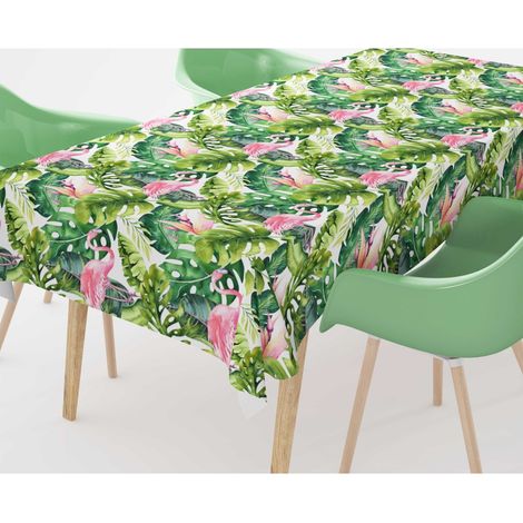 TOVAGLIA in COTONE disegno FLAMINGO fenicotteri made in Italy Cm. 140x140 x4 persone