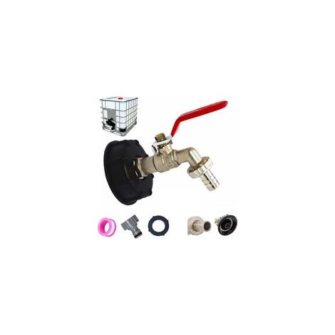 Robinet Cuve 1000L S60X6 IBC Raccord Robinet avec raccord de tuyau 1/2", adaptateur de réservoir de vidange(1 pièce)