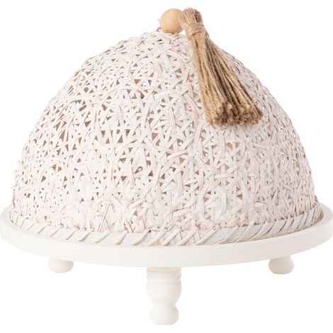 Cloche Alimentaire Avec Plateau "Bois" 30cm Blanc (1/4)