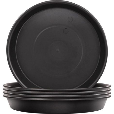 Lot de 5 soucoupes pour pots de fleurs noires, plateaux de protection pour plantes