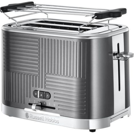 Grille-pain - RUSSELL HOBBS - Geo Steel - Métal texturé - 1640 W - Fonctions Lift'n Look, réchauffage et décongélation (1/10)