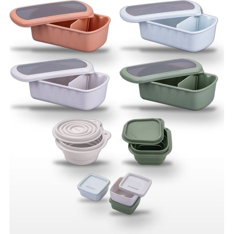 Lot de 4 Lunchbox 1L et 2 Boîtes à Snacks Pliables Fackelmann Storage (1/5)