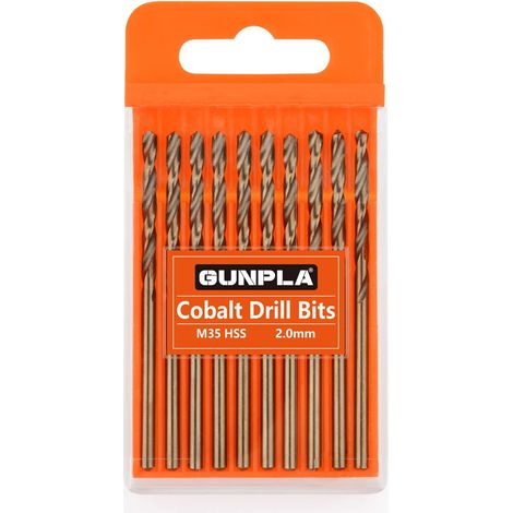 Jeu de 10 Forets en Cobalt de 2mm M35 HSS de Perçage à Tige Droite Mèche avec Étui en Plastique pour Perceuse Acier Inoxydable Trempé, Métal, Aluminium, Carrelage, Bois, Plastique et Fonte (1/5)