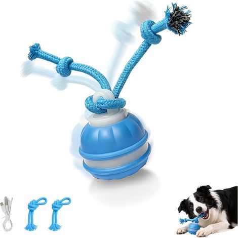 Jouet Balle Interactive pour Chien avec 3 Modes de Jeu, Balle Électrique pour Chien avec Queue et 2 Cordes à Mâcher, Balle Intelligente avec Sons pour Petits Chiens, Chiots et Chiens Actifs (M)