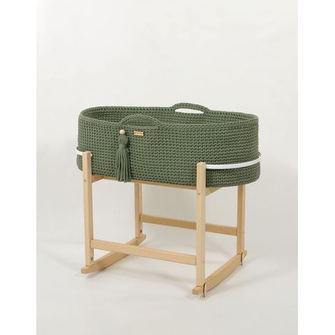 Cesta Moisés boho hecha a mano con cuna - pistacho (1/5)
