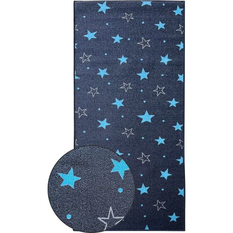 Teppichläufer Dots&Stars Kinderteppich für Jungen und Mädchen Navy Stars 80 x 100 cm