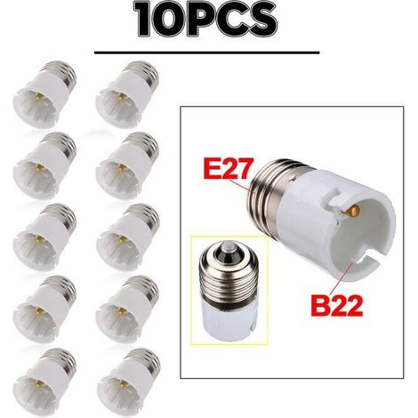 Lot de 10 Adaptateurs B22 vers E27 pour Ampoules (1/4)